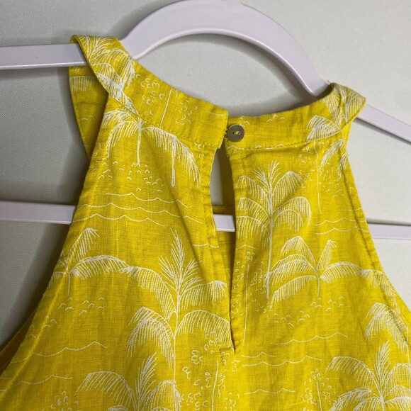 C&C California Yellow 100%Linen Sundress Palm Tree Beach Print Hi-Lo Size XS - Picture 5 of 13